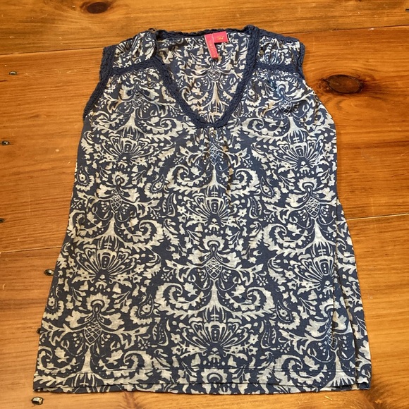 CHARLOTTE *Bundle/2* Blue & Pink Printed Tank Top Semi-Sheer - Picture 3 of 12